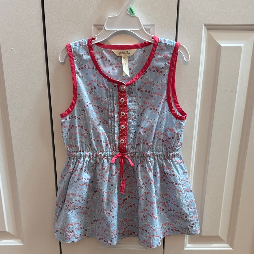 Matilda Jane Floral Top with Red Trim Like New